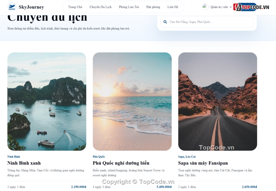 web giới thiệu du lịch,web đặt phòng,website giới thiệu du lịch